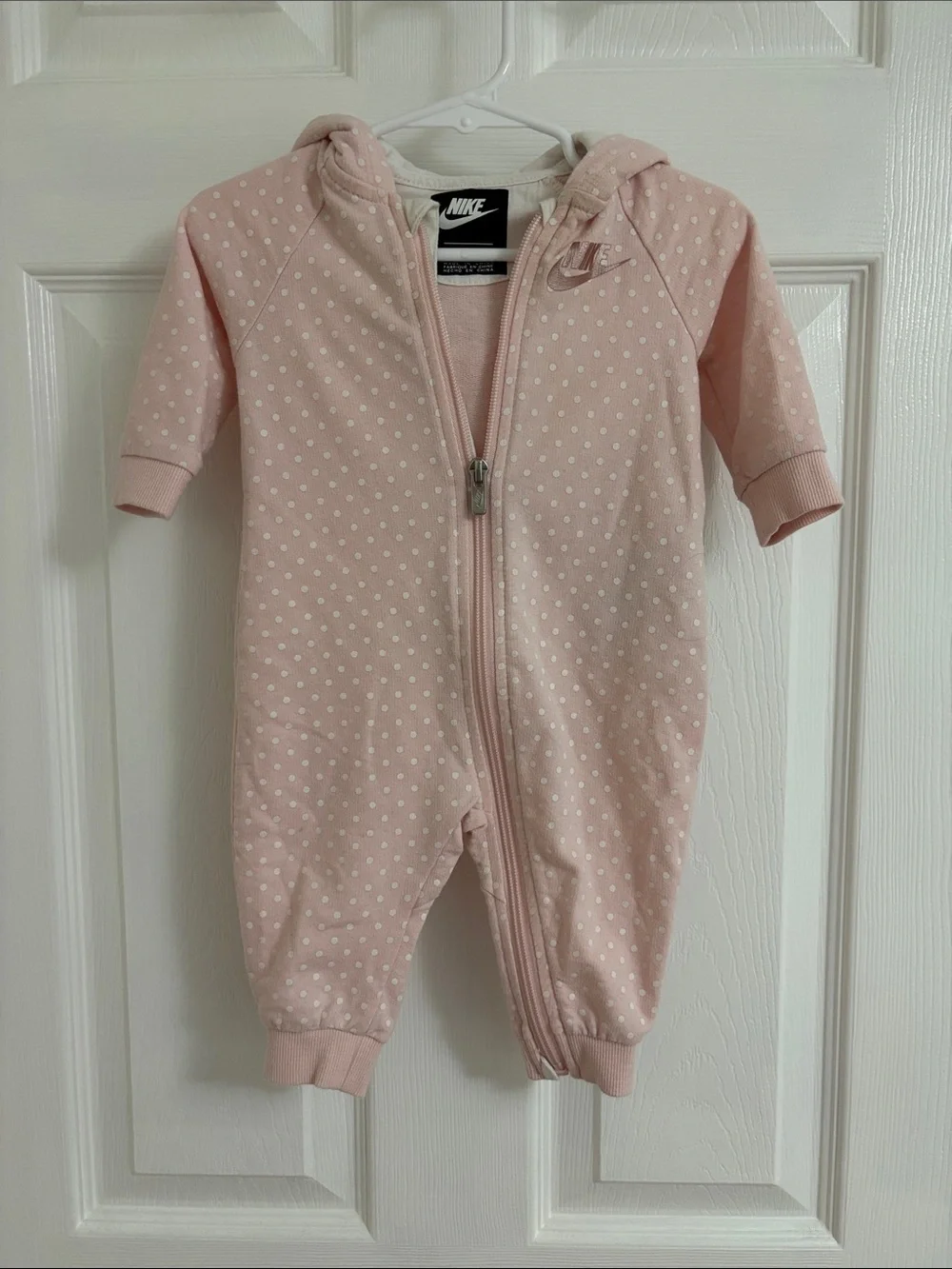 Nike Baby Pink Polka-Dot Hooded One-Piece